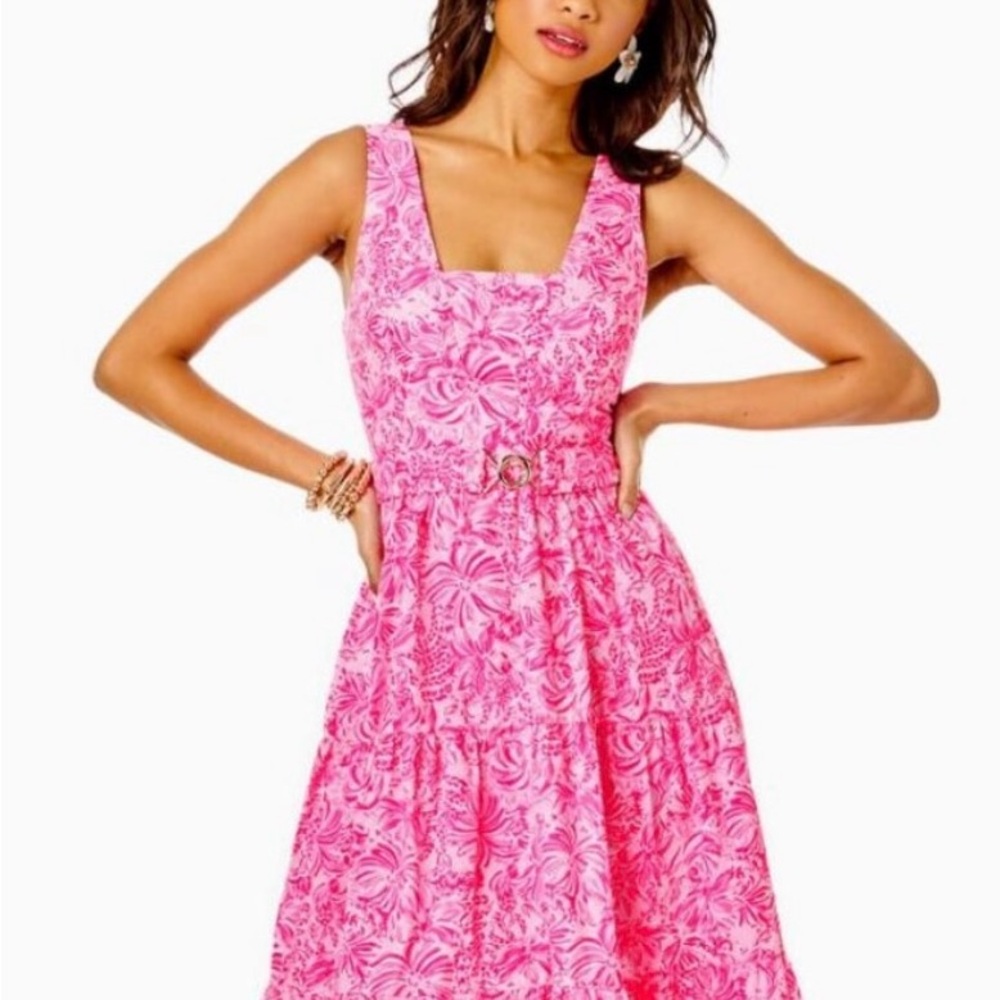 Lilly Pulitzer Pink Floral Midi Dress